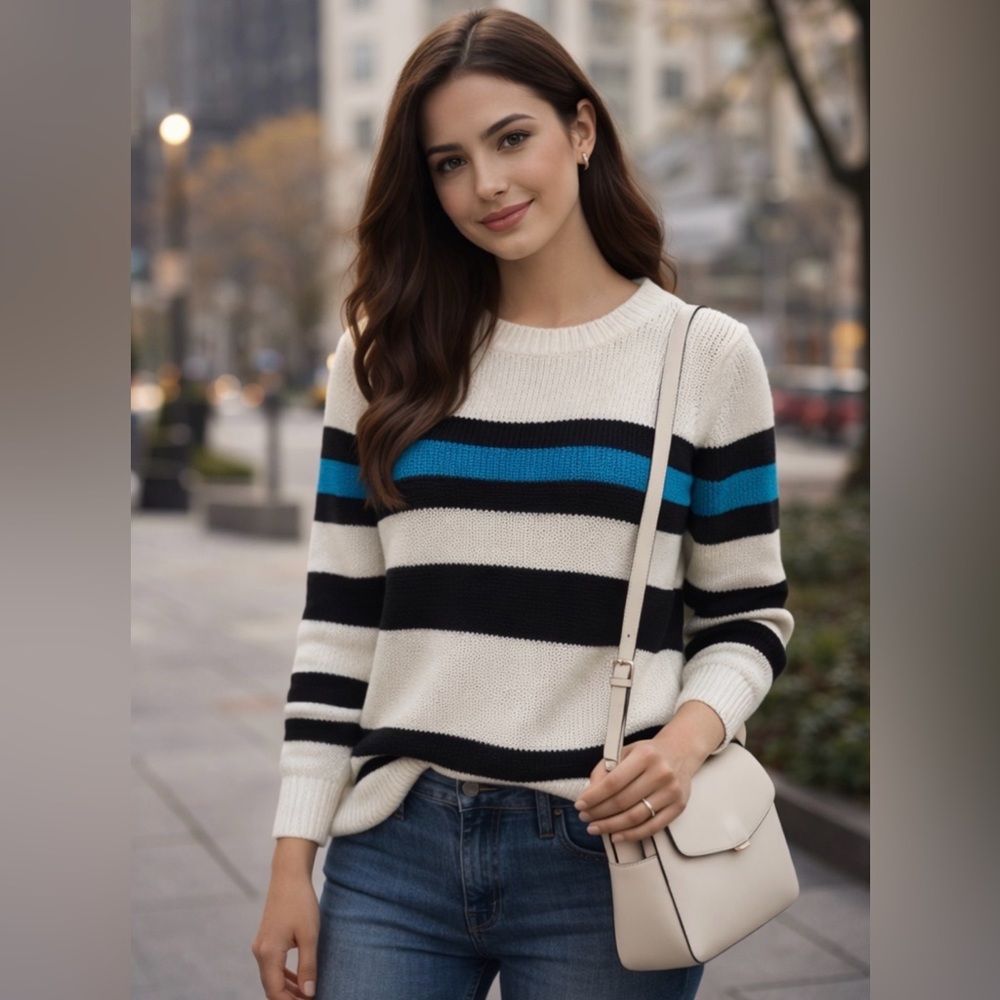 🦓 Striped Women's Sweater by LOFT - size Medium